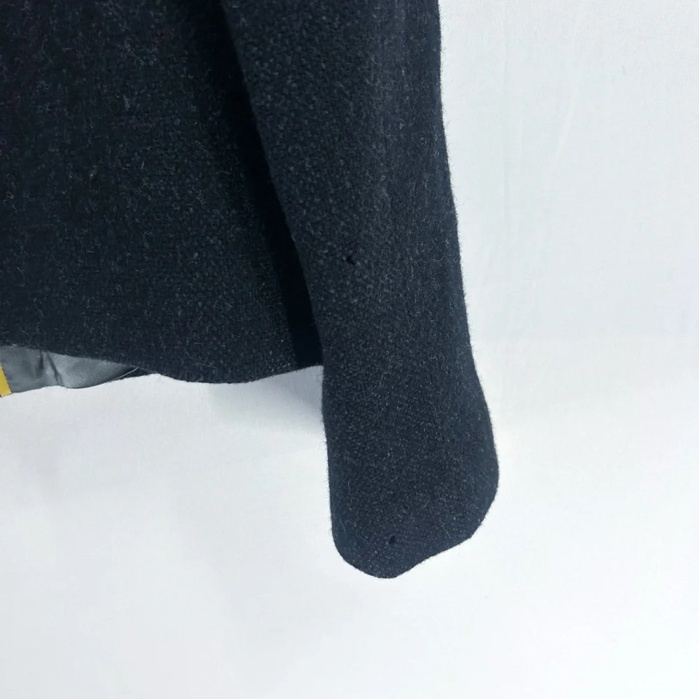 Y2K J. Crew Fiona 100% Wool Heathered Grey Cropped Ruffle Jacket Size 2 - Picture 6 of 7